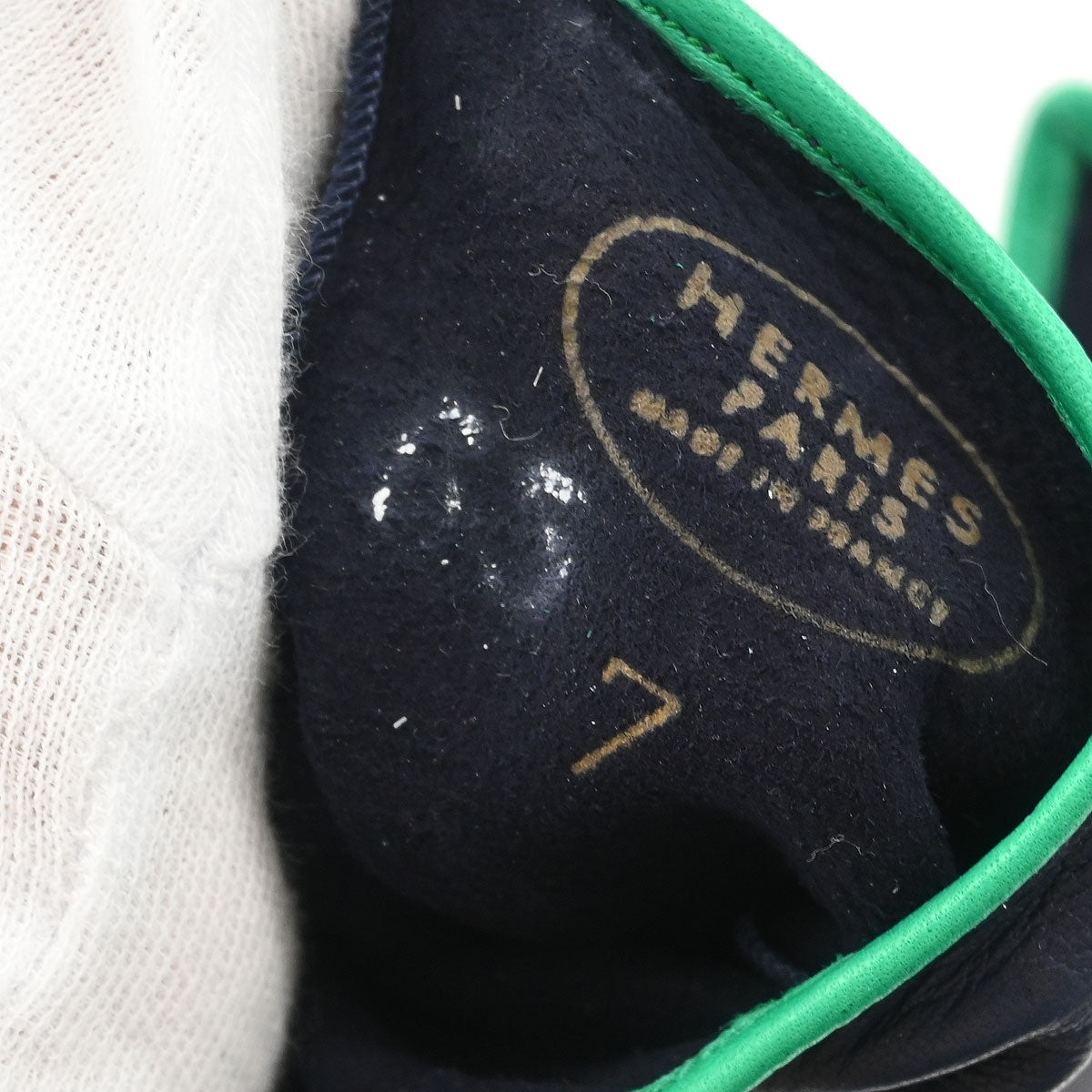 Hermes Navy Leather Bow Gloves #7