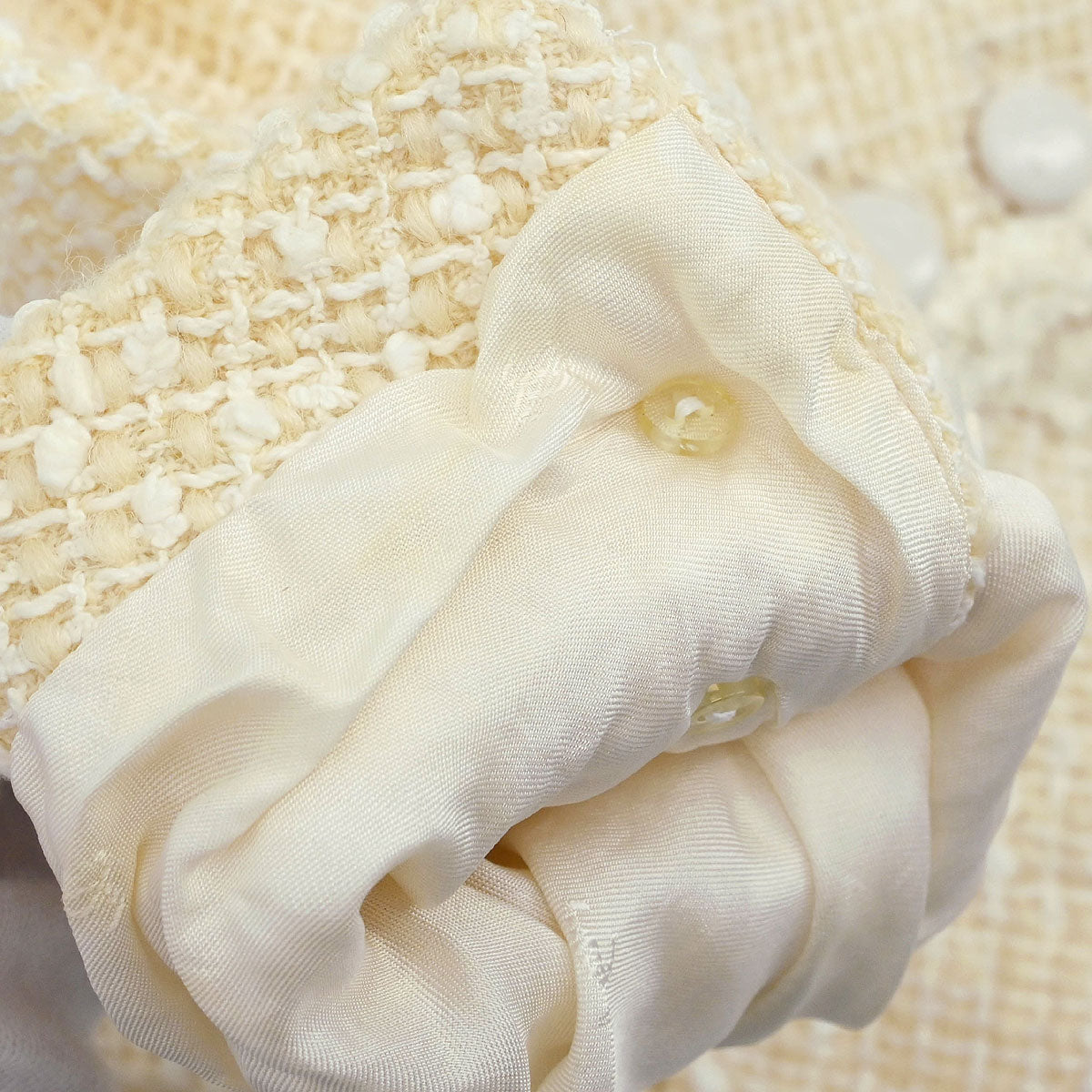 Chanel 1996 Setup Suit Collarless Jacket Skirt Off-white #38