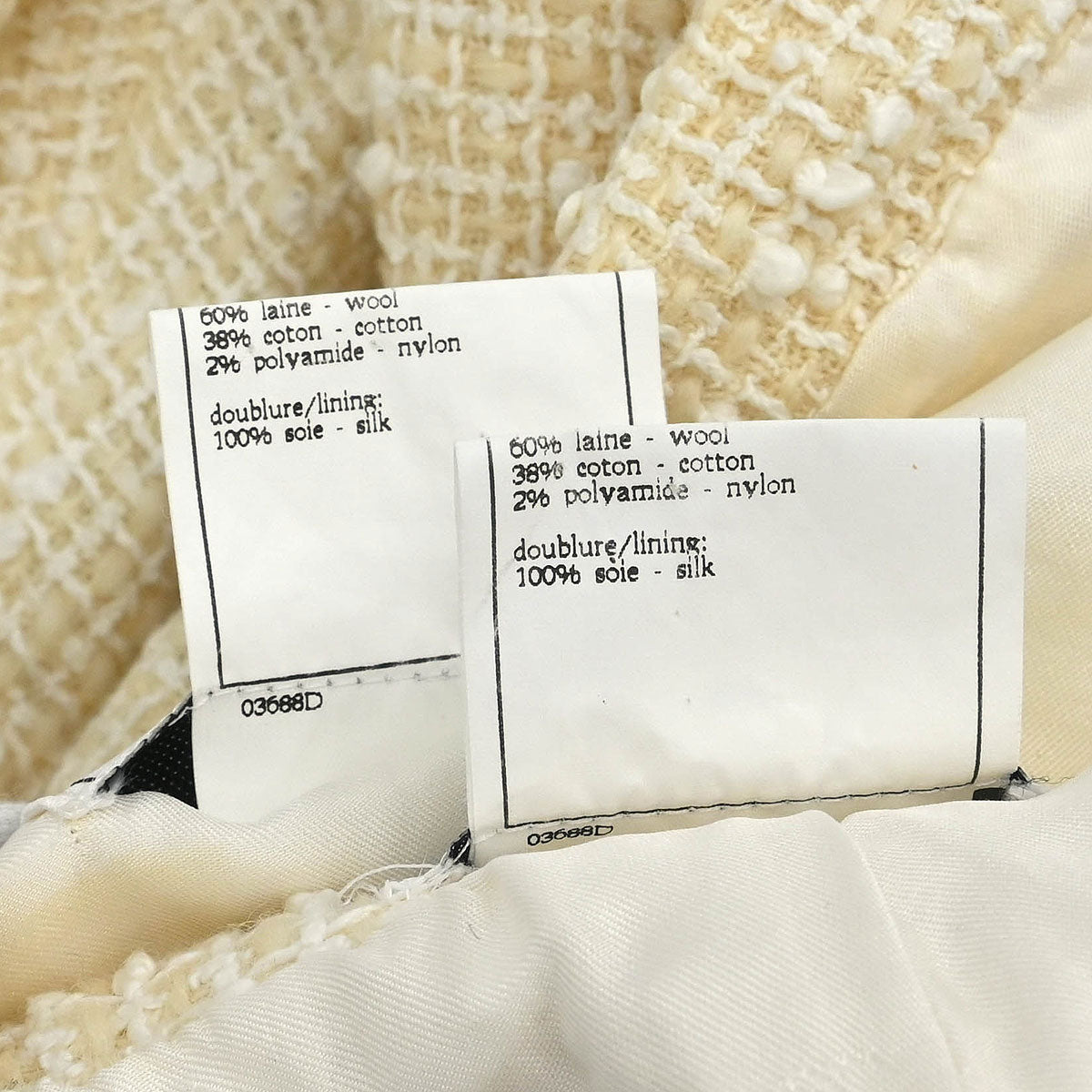 Chanel 1996 Setup Suit Collarless Jacket Skirt Off-white #38
