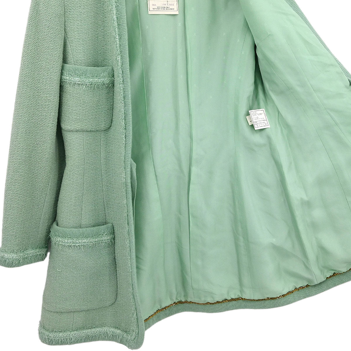 Chanel 1994 Setup Suit Jacket Skirt Mint Green #40
