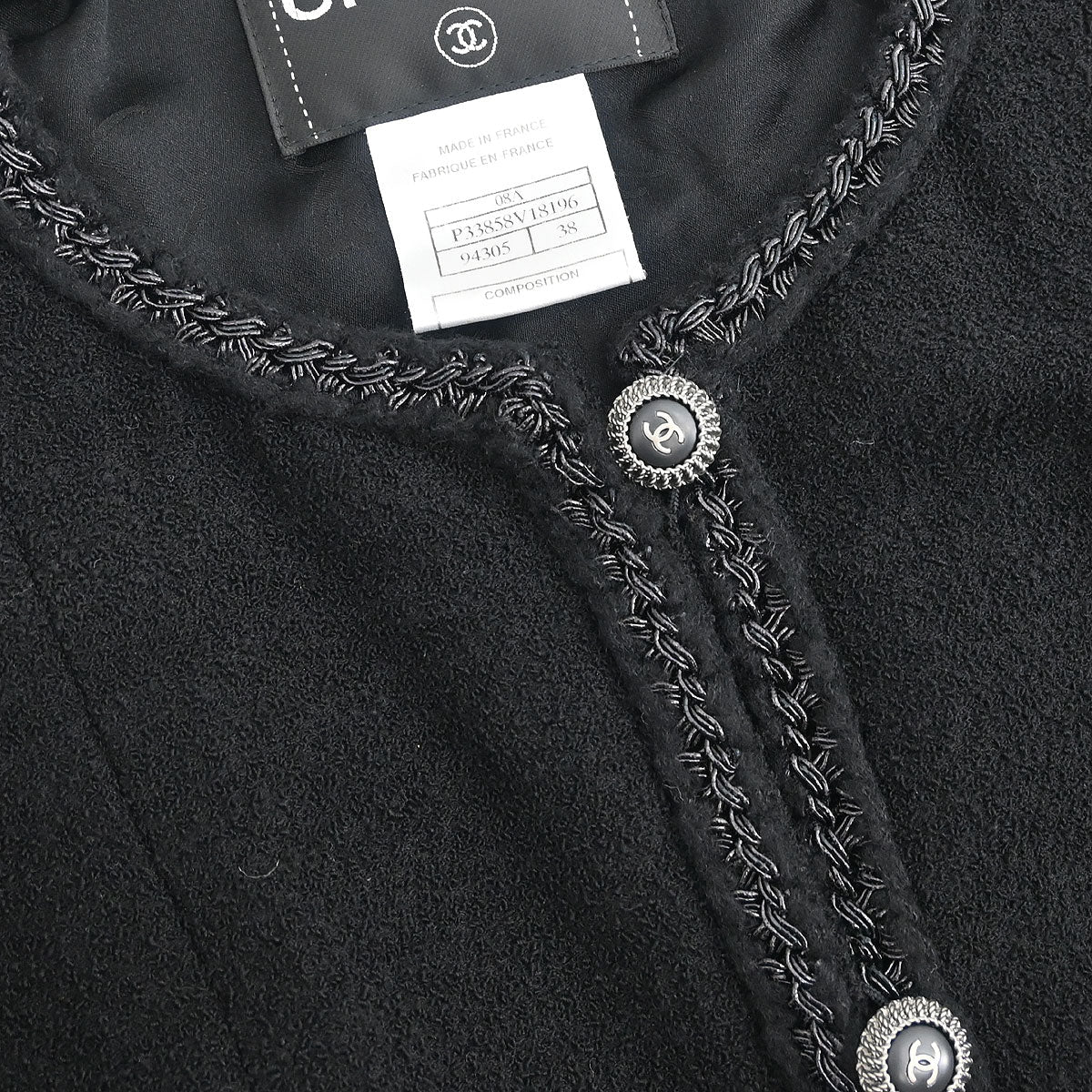 Chanel 2008 Single Breasted Jacket Black #38