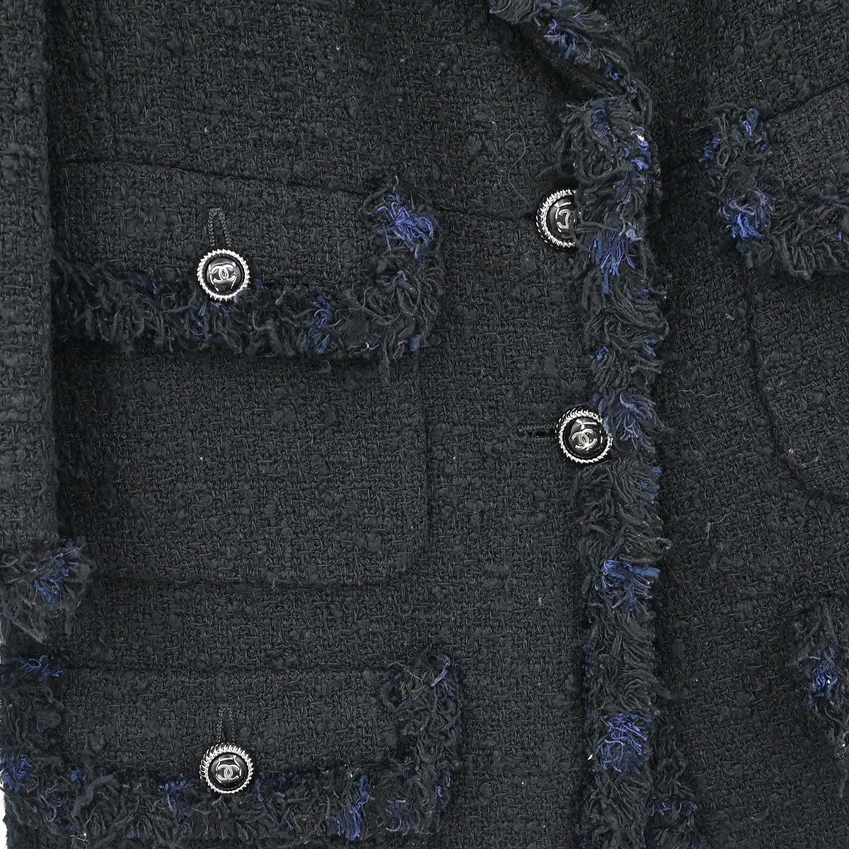 Chanel 2007 Collarless Single Breasted Jacket Black #38