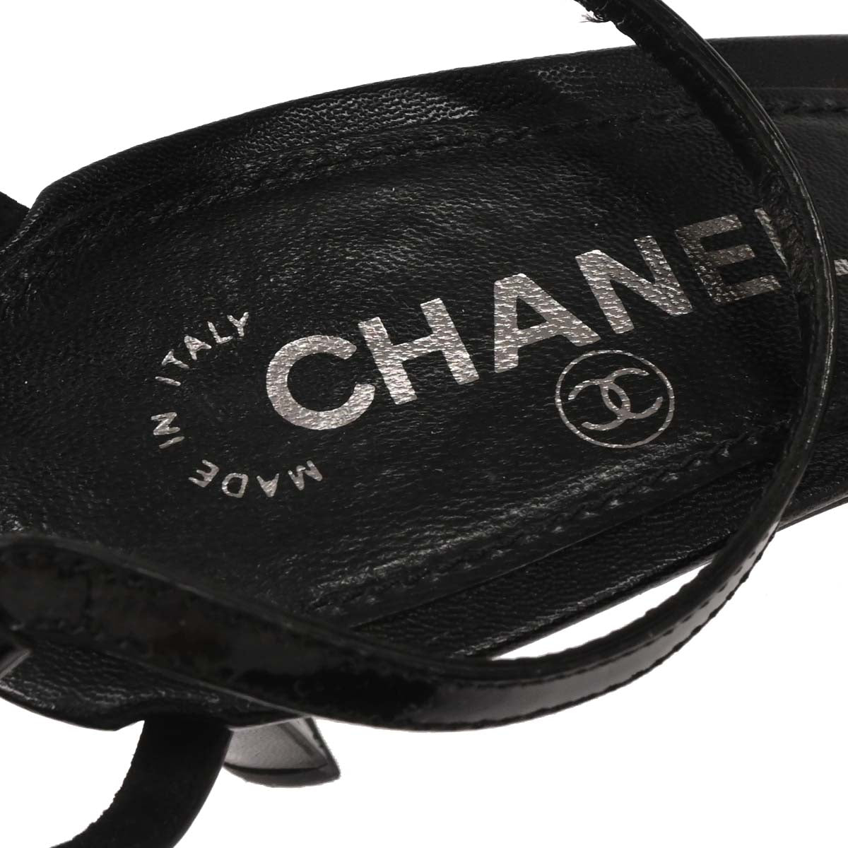 Chanel * Black Leather Shoes Sandals Mules #36