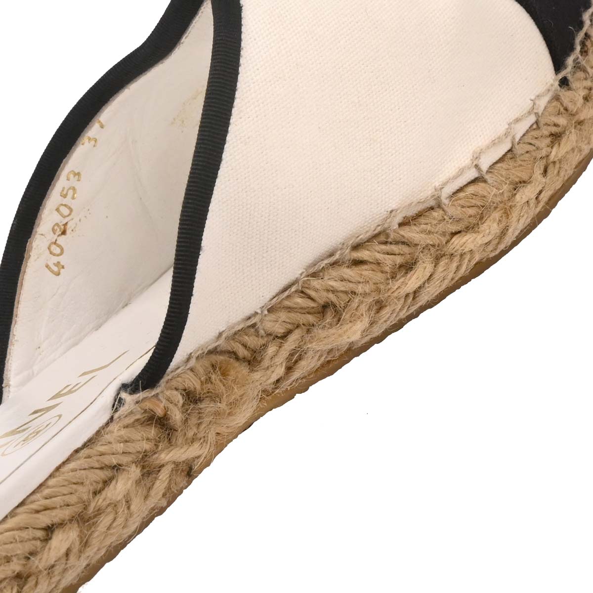 Chanel * White Canvas Espadrilles Shoes Sabot Sandals #37