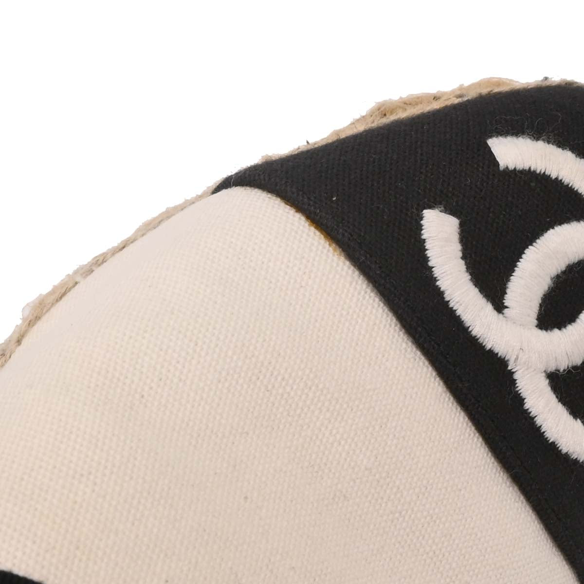 Chanel * White Canvas Espadrilles Shoes Sabot Sandals #37
