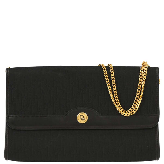 Christian Dior Black Canvas Trotter Shoulder Bag