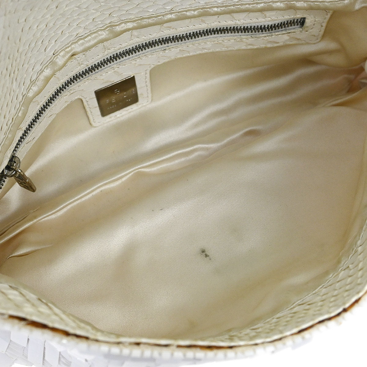 Fendi * White Sequins Python Baguette Handbag
