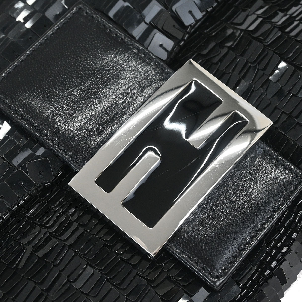 Fendi * Black Sequins Baguette Handbag