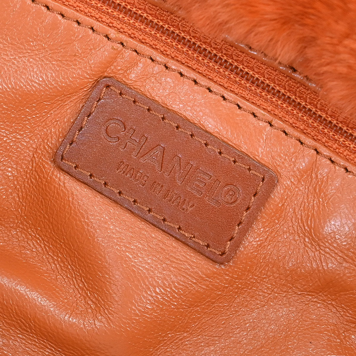 Chanel 2000-2001* Orange Rabbit Fur Tote Chain Handbag