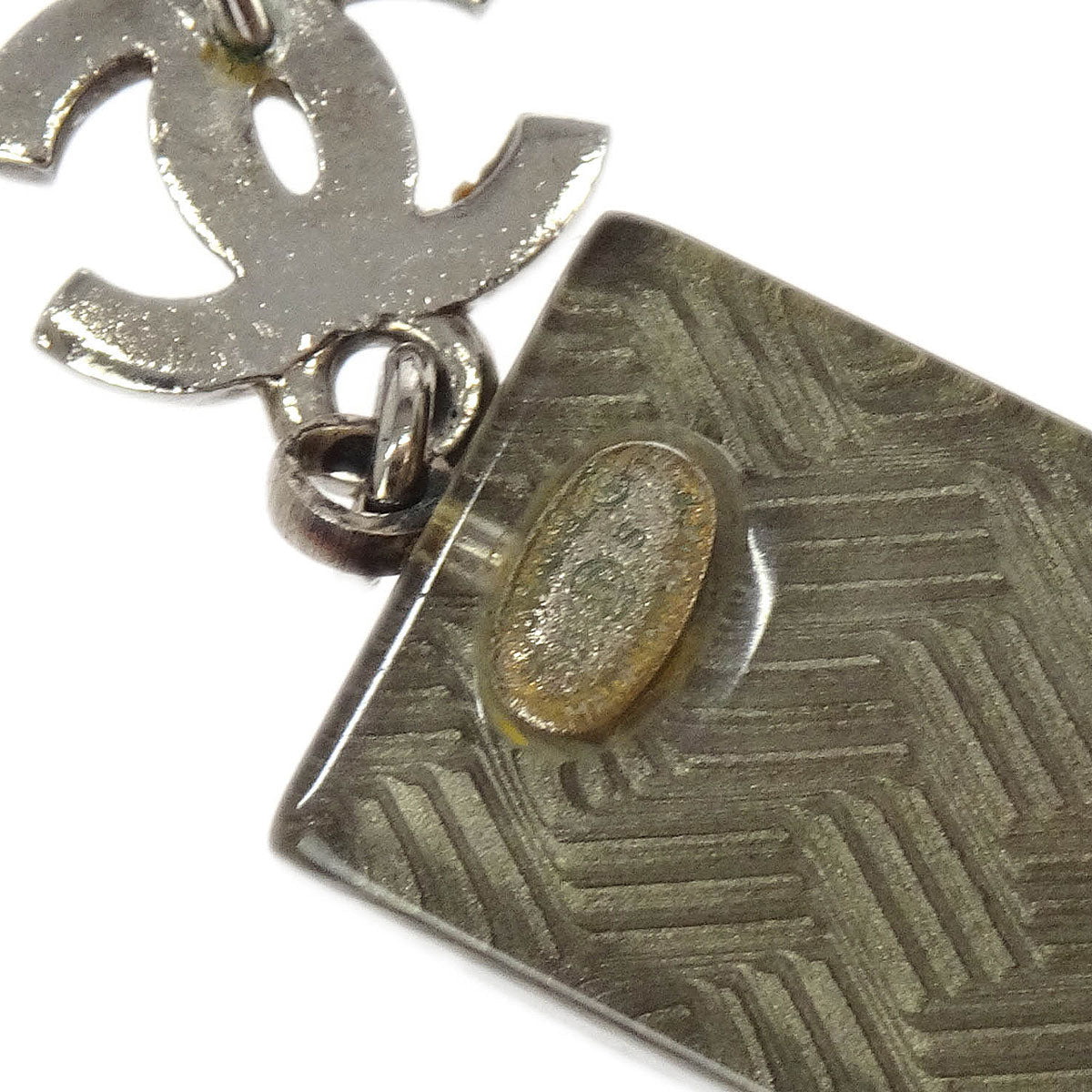 Chanel Dangle Piercing Earrings Silver 15S