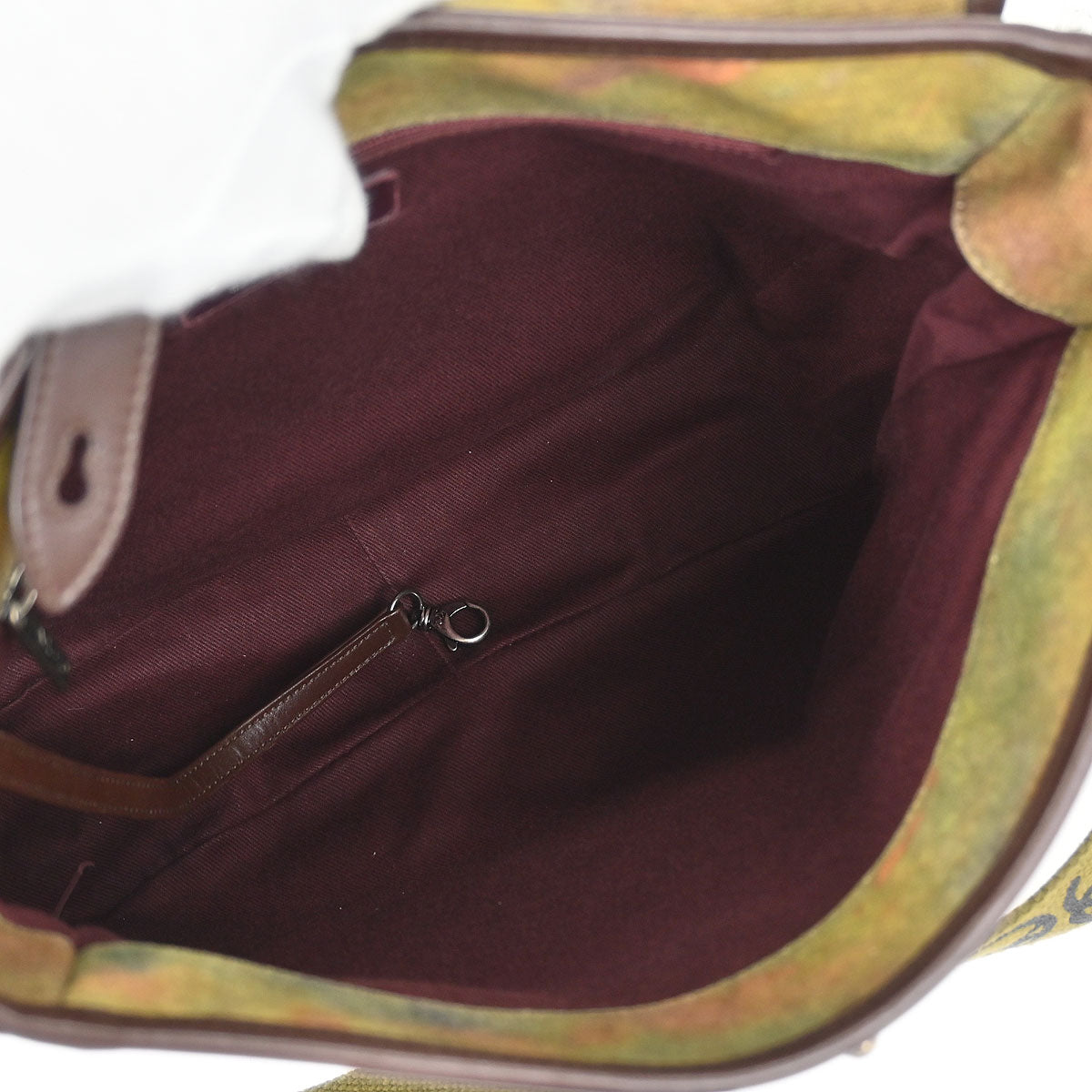 Chanel 2015-2016 Khaki Canvas Graffiti On The Pavements Shoulder Bag