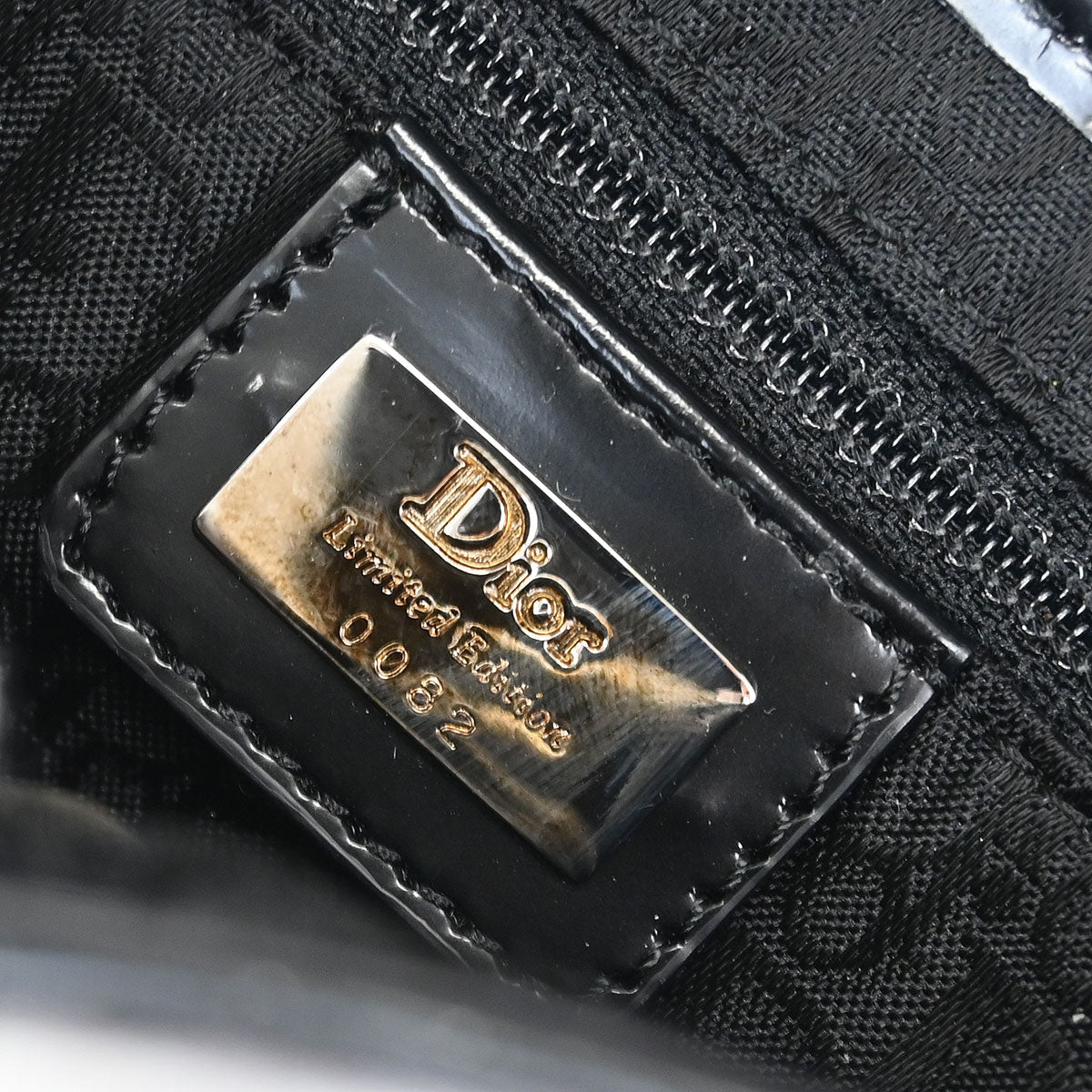 Christian Dior Black White Satin Sequins Saddle Handbag