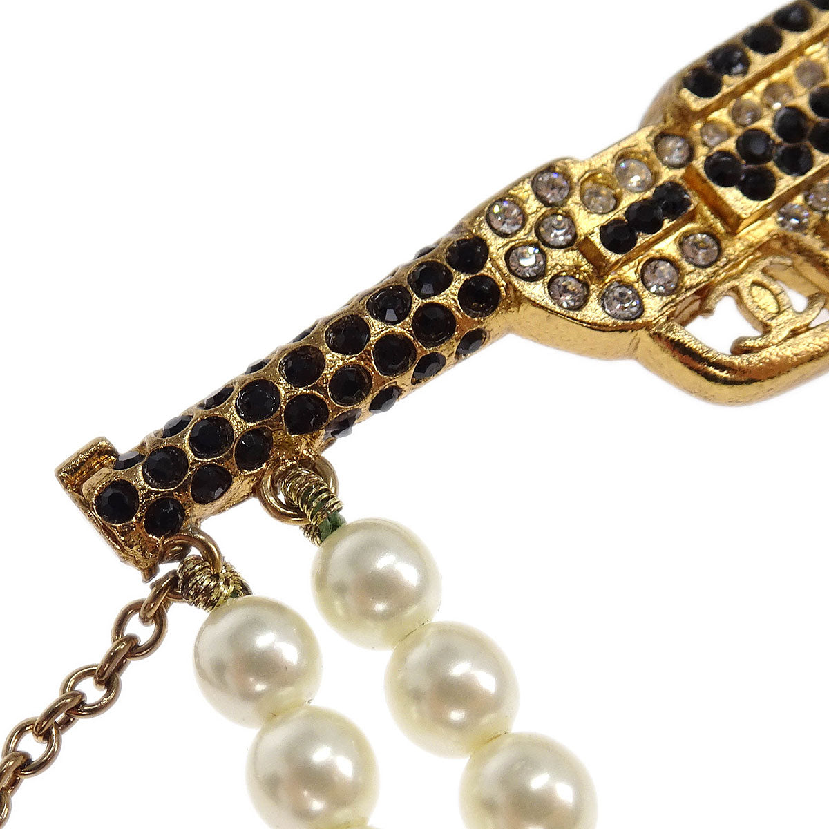 Chanel Gun Brooch Pin Rhinestone Costume Pearl Gold 01A