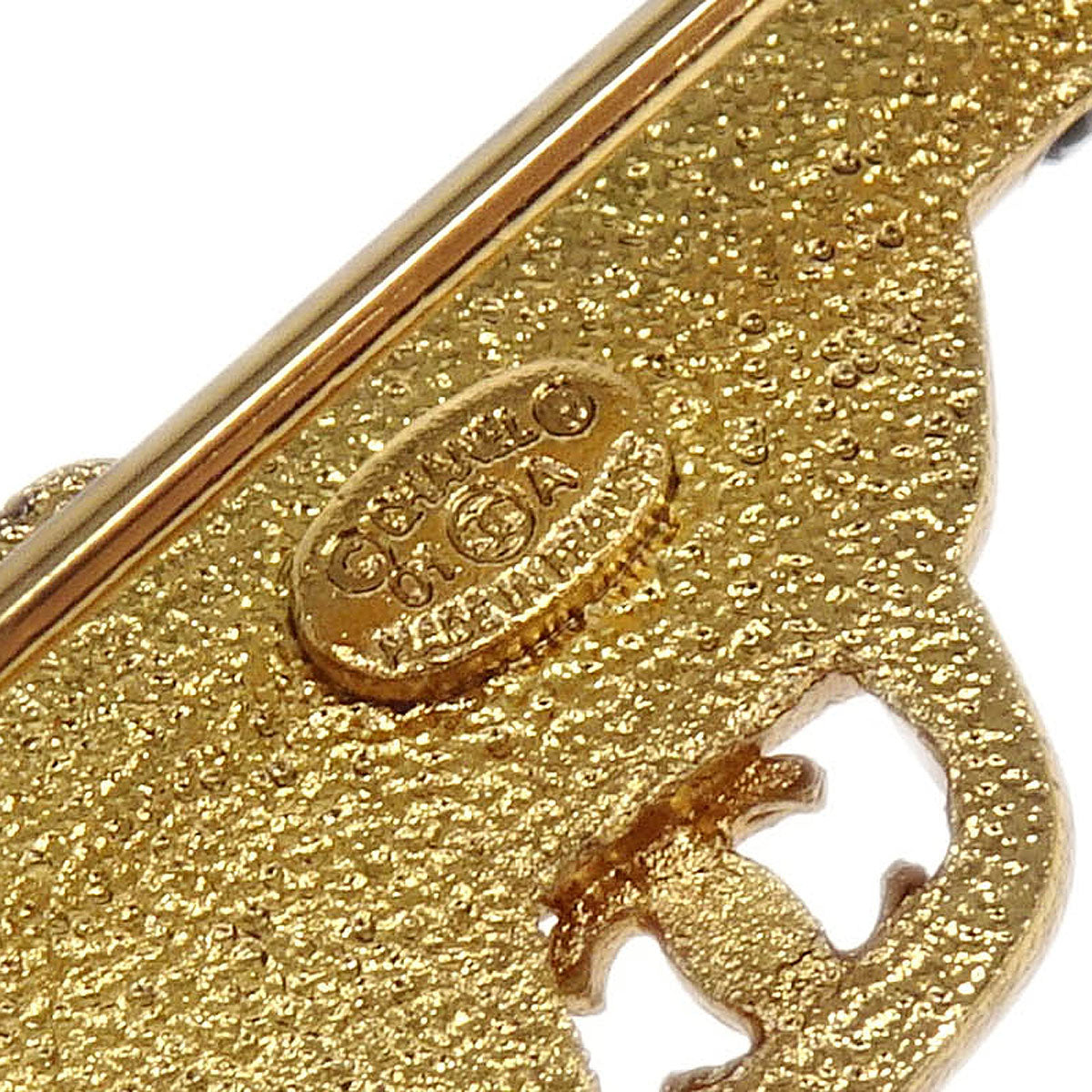 Chanel Gun Brooch Pin Rhinestone Costume Pearl Gold 01A