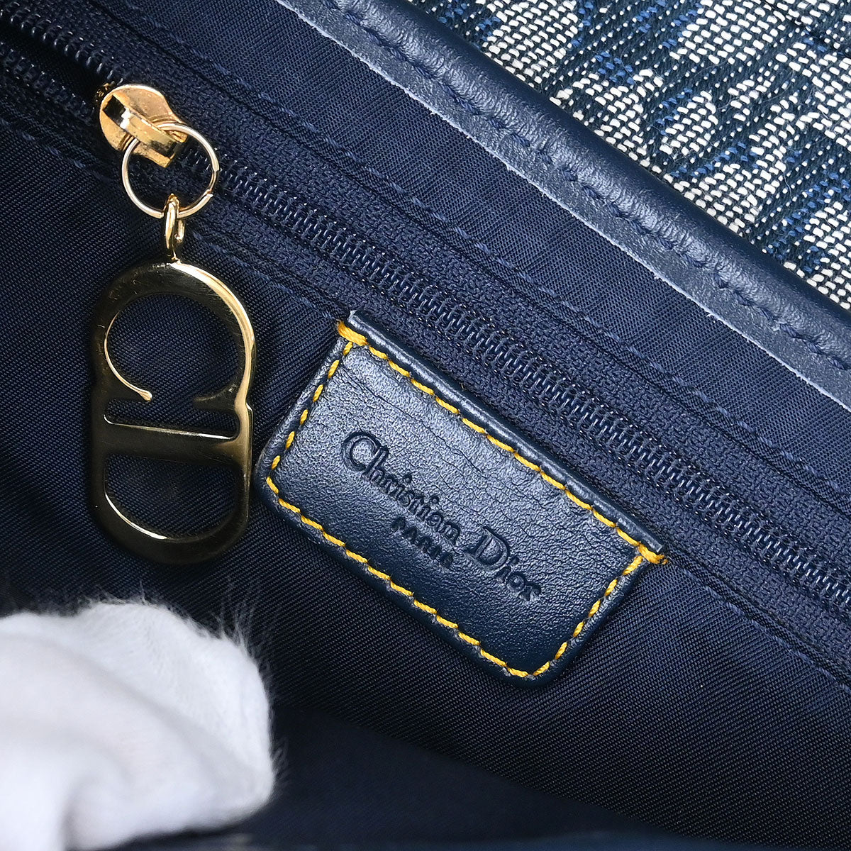 Christian Dior Navy Trotter Saddle Handbag