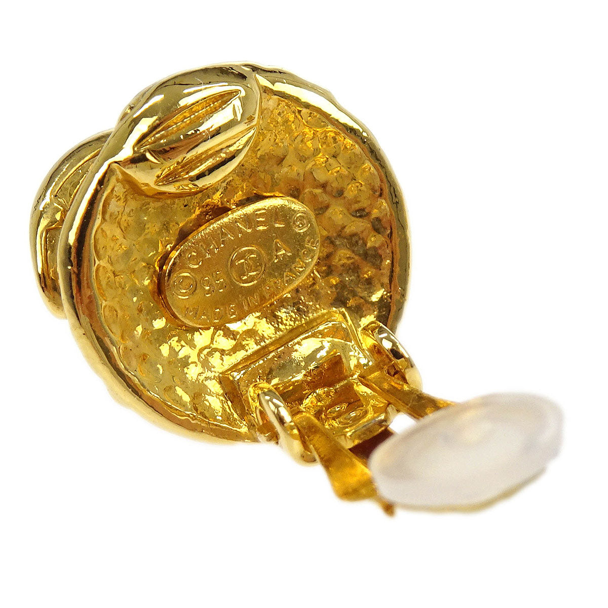 Chanel Button Earrings Clip-On Gold 95A
