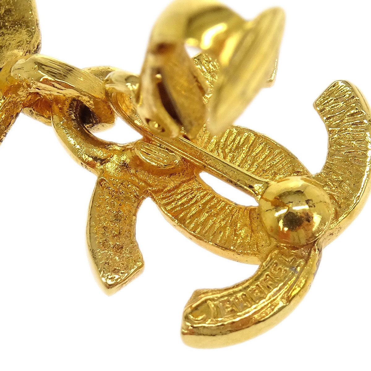 Chanel CC Dangle Earrings Clip-On Gold