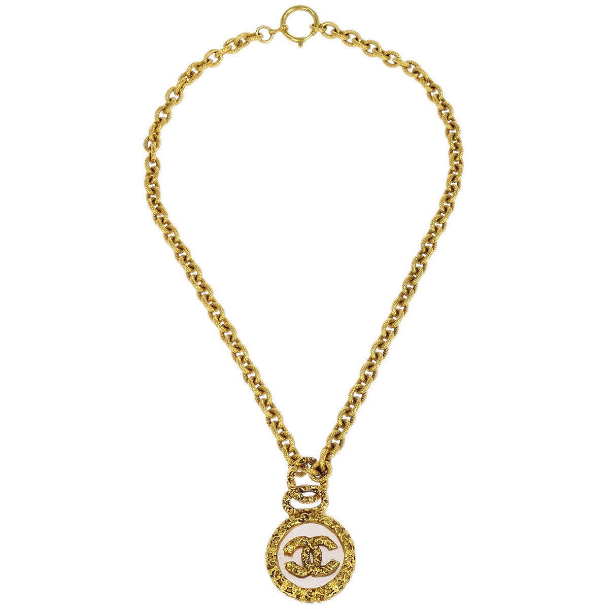 Chanel Gold Medallion CC Chain Pendant Necklace 93A