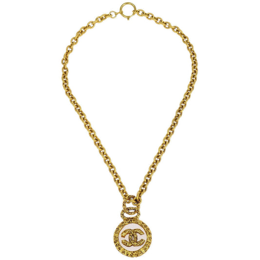 Chanel Gold Medallion CC Chain Pendant Necklace 93A