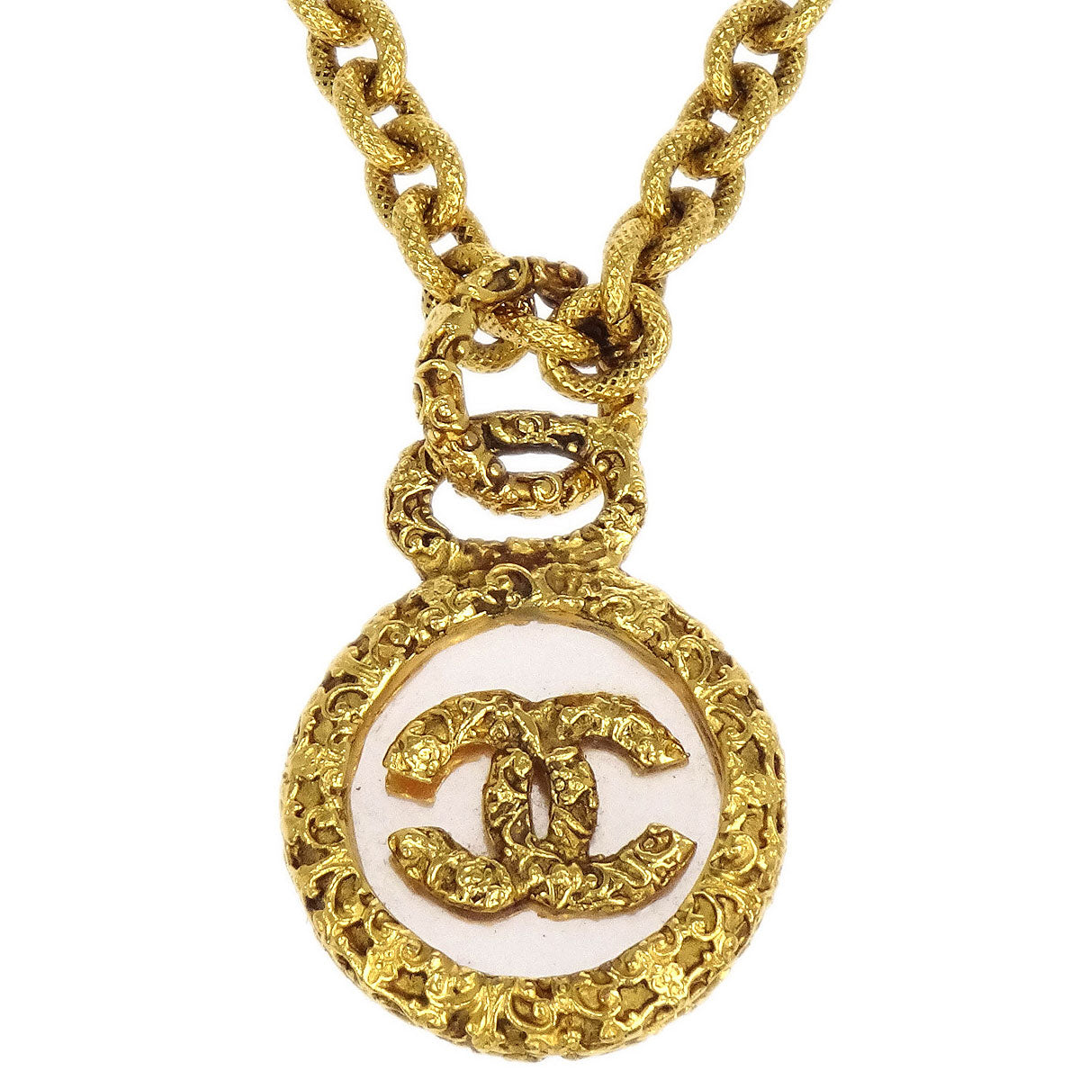 Chanel Gold Medallion CC Chain Pendant Necklace 93A