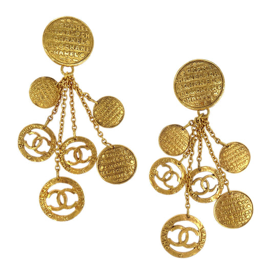 Chanel Medallion CC Dangle Earrings Clip-On Gold 28/2819