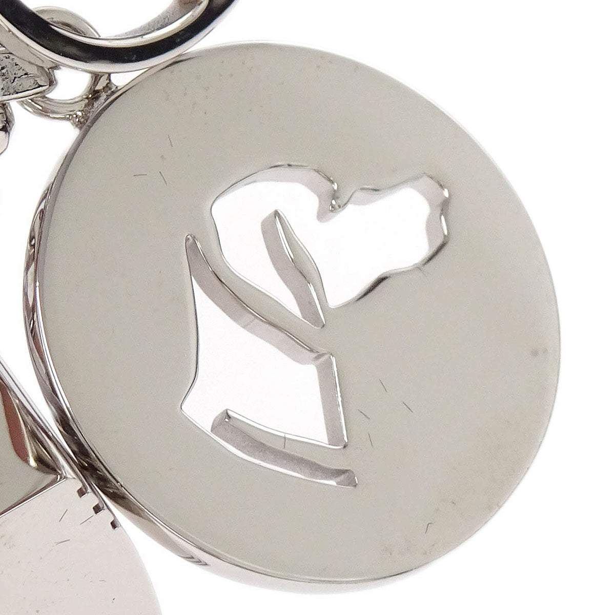 Hermes Amulet Bull Lock Key Holder Bag Charm Silver Small Good
