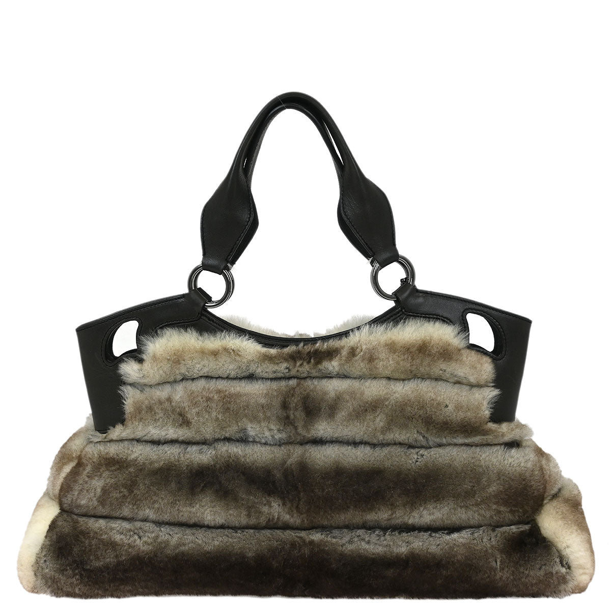 Cartier * Brown Rabbit Fur Marcello Handbag