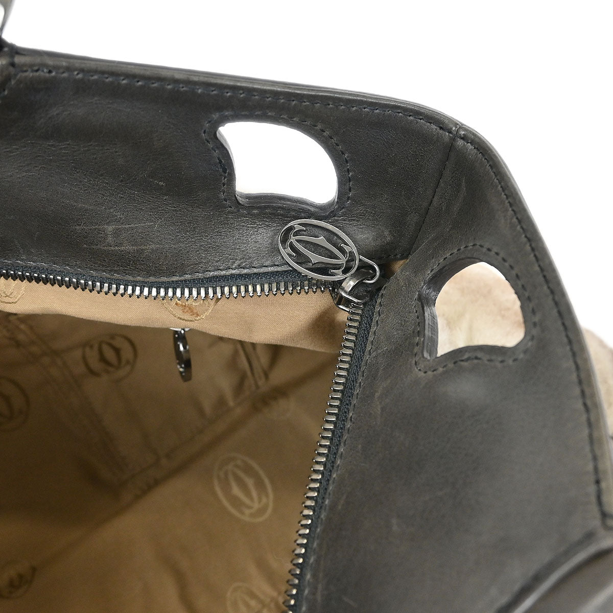 Cartier * Brown Rabbit Fur Marcello Handbag