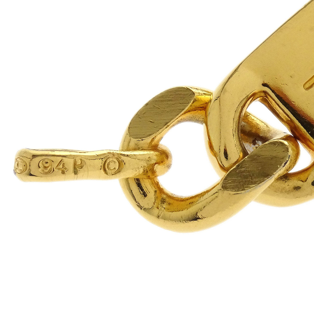 Chanel Chain Belt Medallion Gold Black Small Good 94P