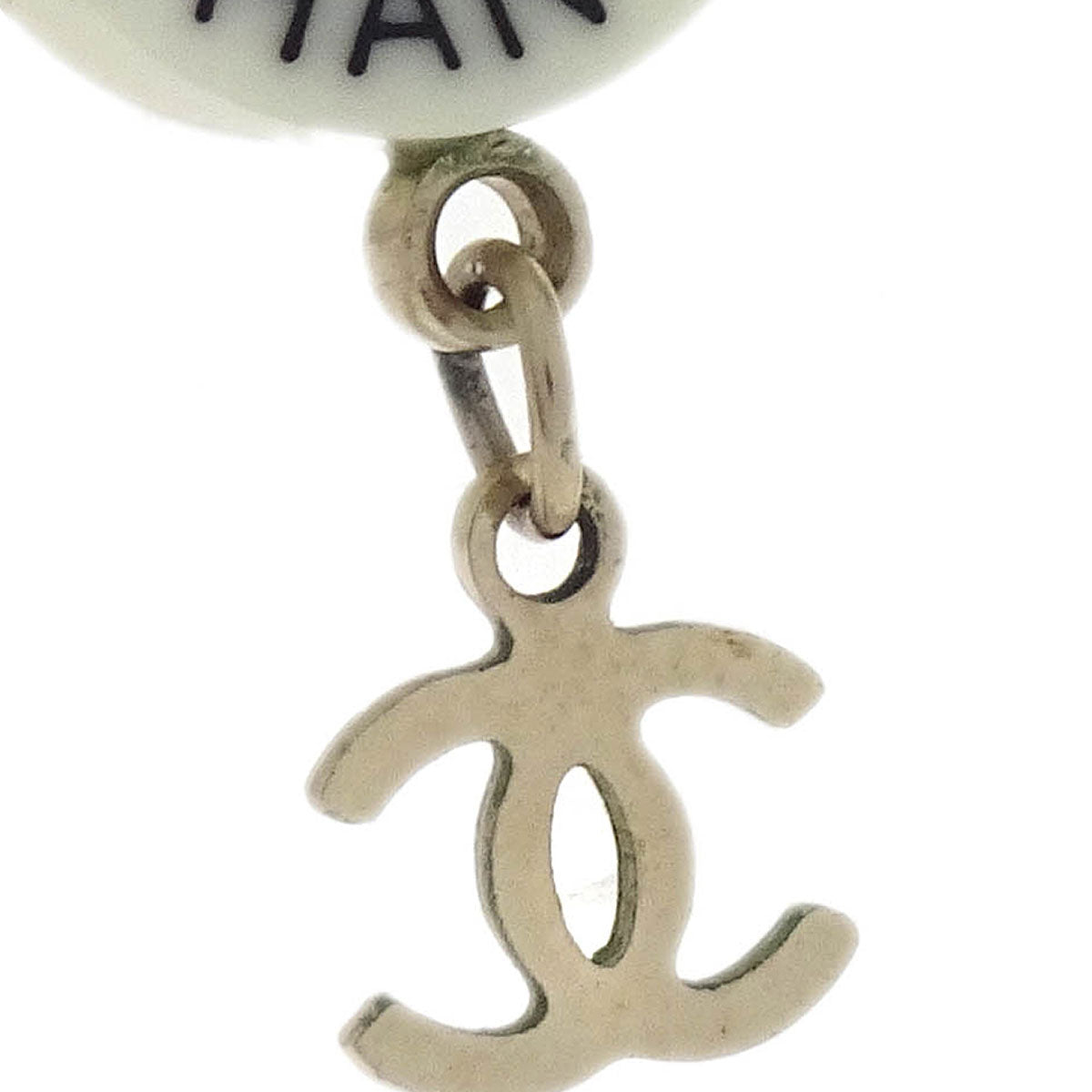 Chanel Button Piercing Earrings White 07P