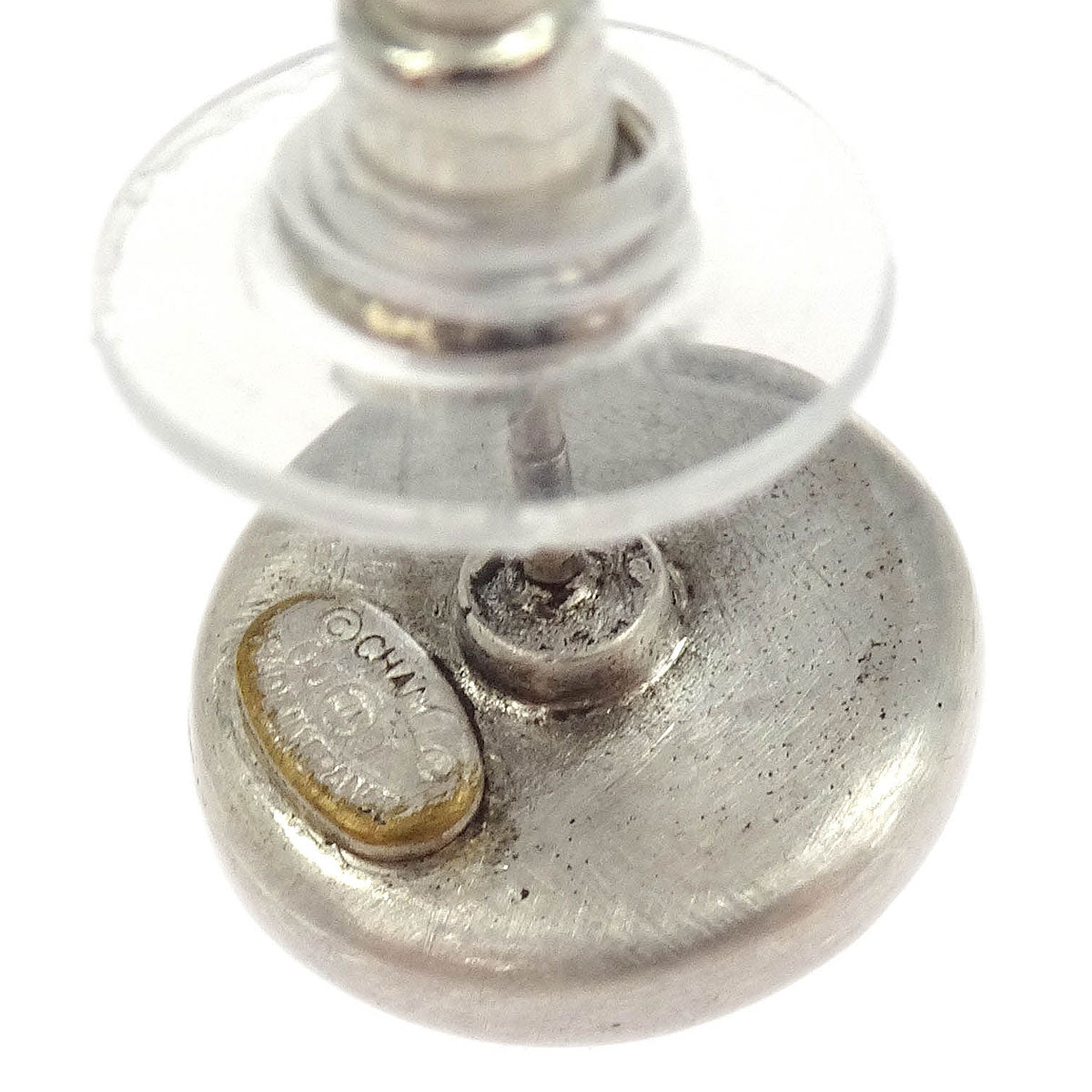 Chanel Button Piercing Earrings White 00T