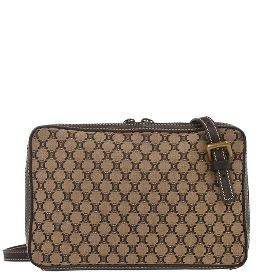 Celine Brown Canvas Macadam Shoulder Bag