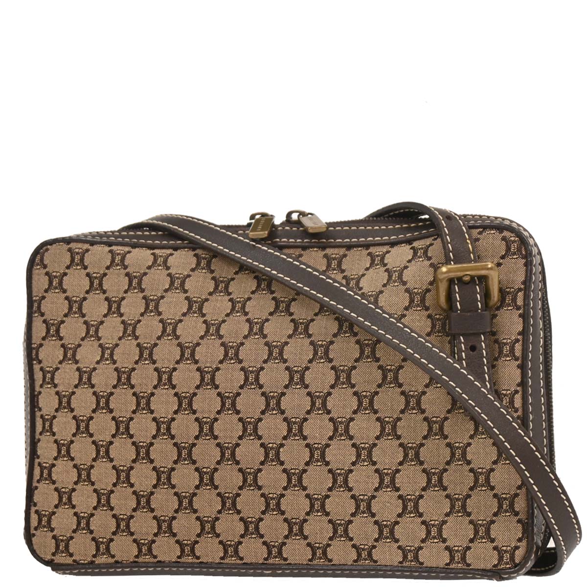 Celine Brown Canvas Macadam Shoulder Bag