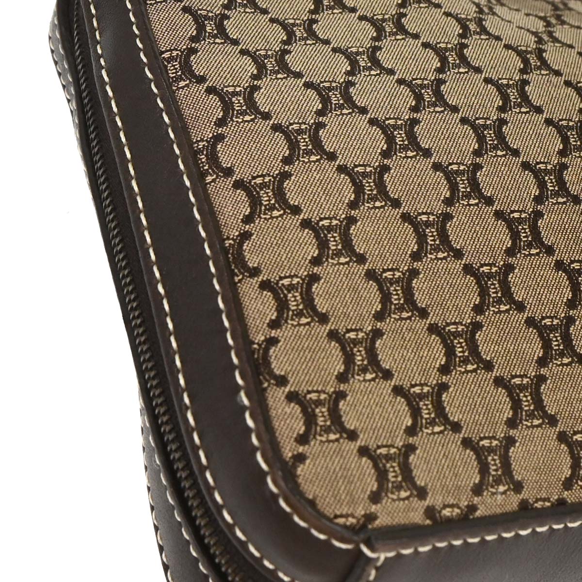 Celine Brown Canvas Macadam Shoulder Bag