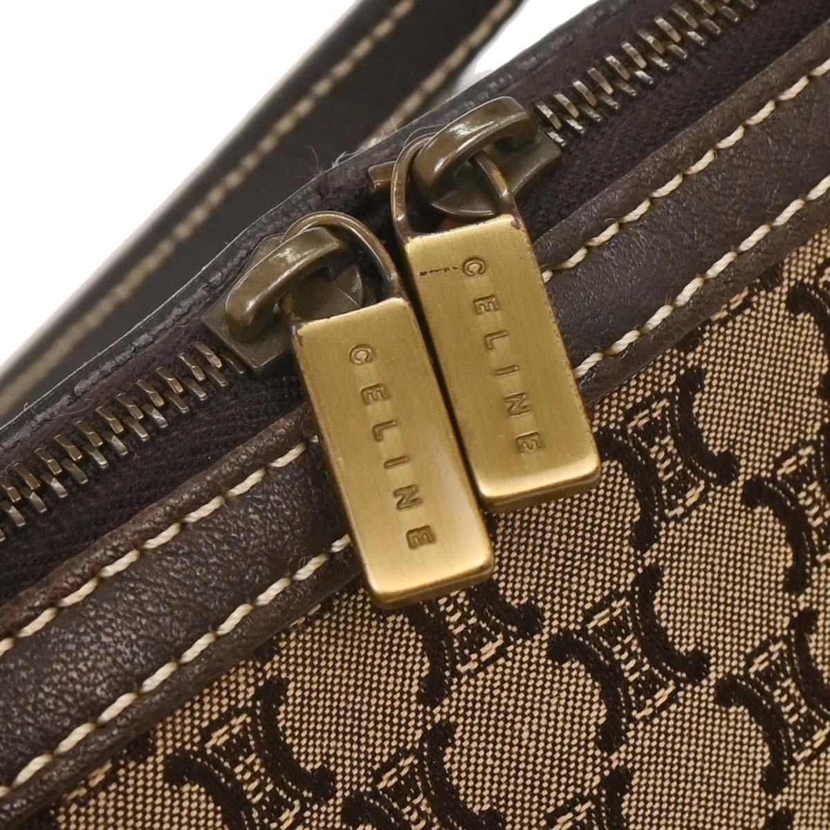 Celine Brown Canvas Macadam Shoulder Bag