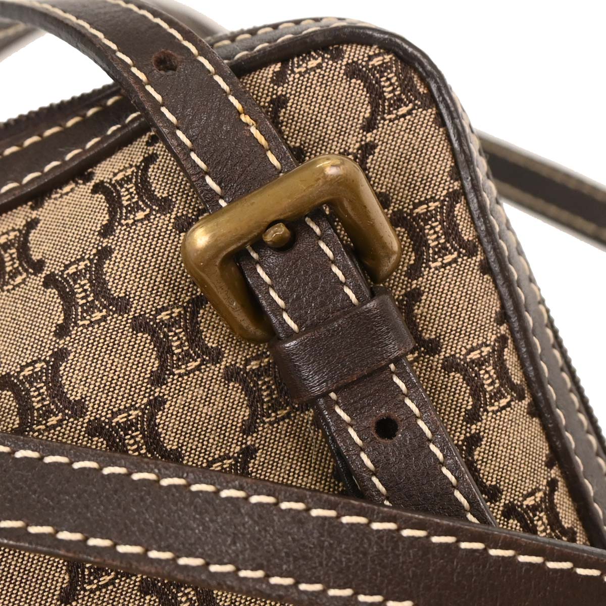 Celine Brown Canvas Macadam Shoulder Bag