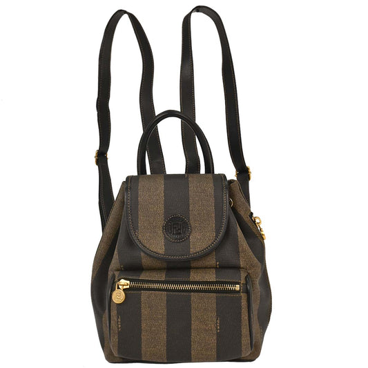 Fendi Brown Black PVC Pequin Backpack