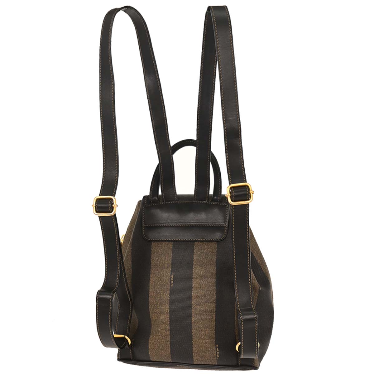 Fendi Brown Black PVC Pequin Backpack