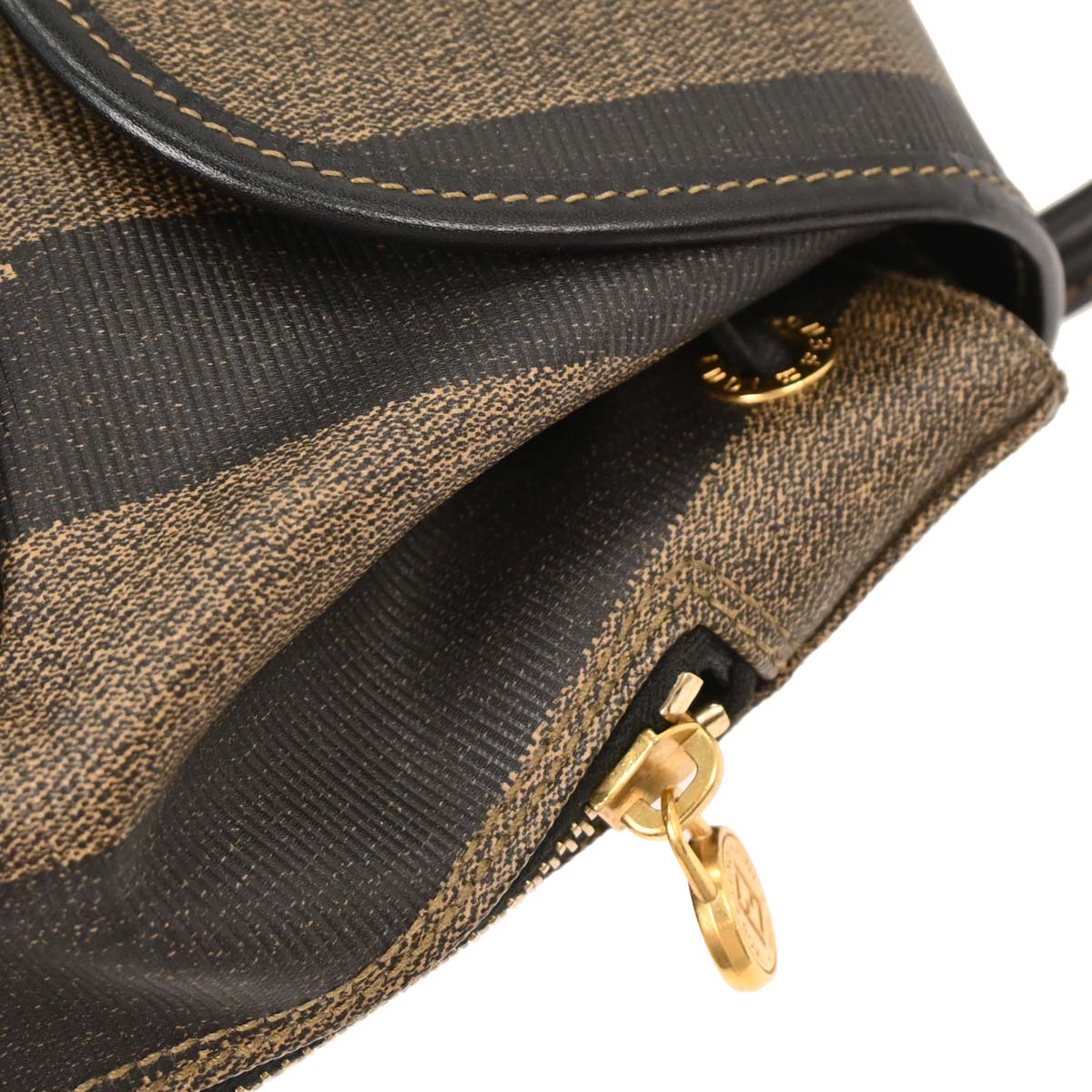 Fendi Brown Black PVC Pequin Backpack