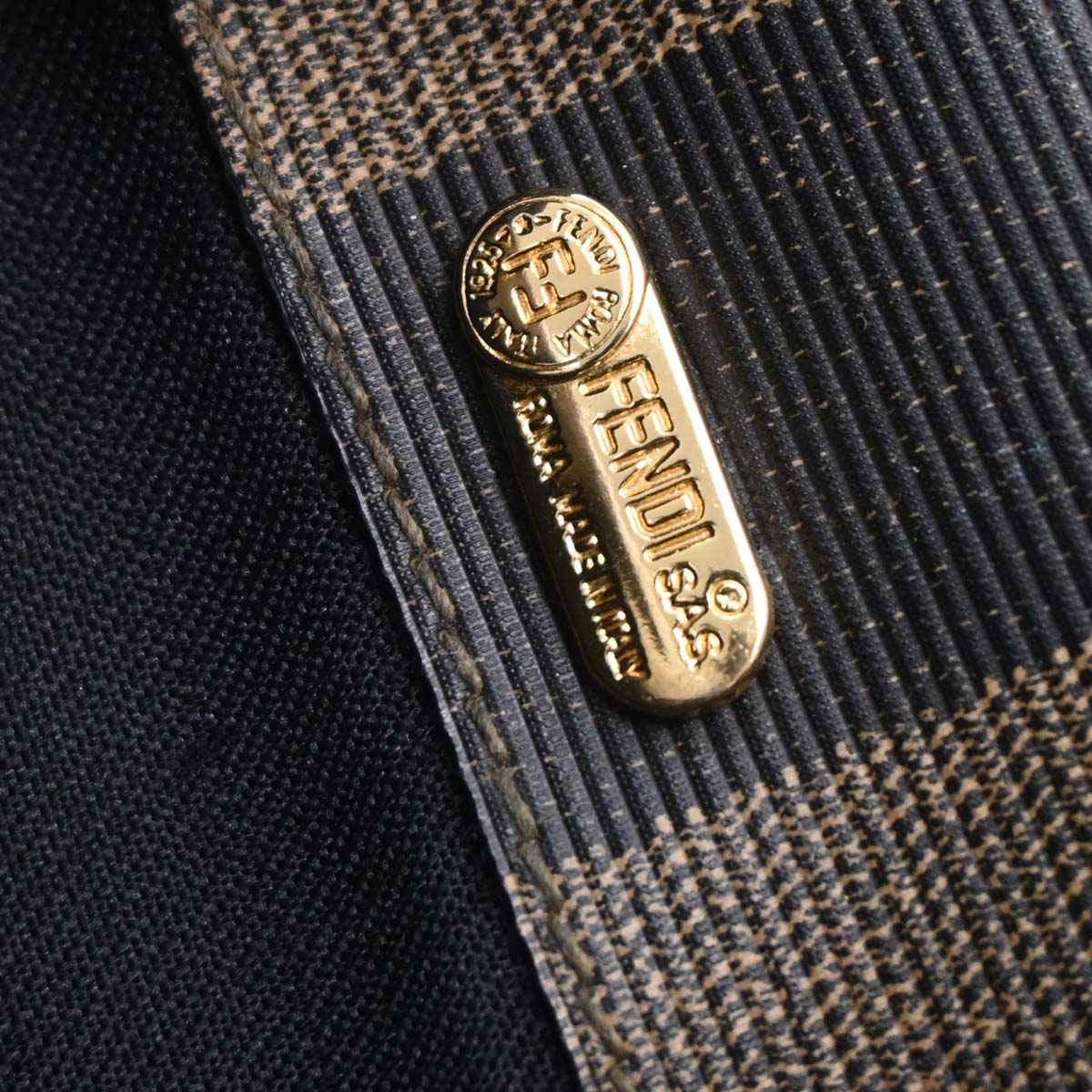 Fendi Brown Black PVC Pequin Backpack