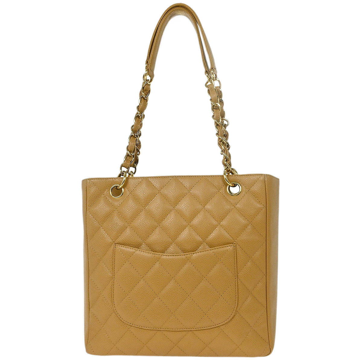 Chanel Beige Calfskin Petite Shopping Tote PST Chain Handbag