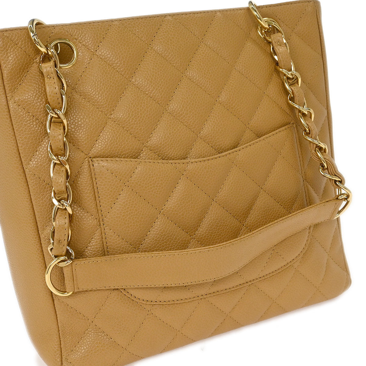 Chanel Beige Calfskin Petite Shopping Tote PST Chain Handbag