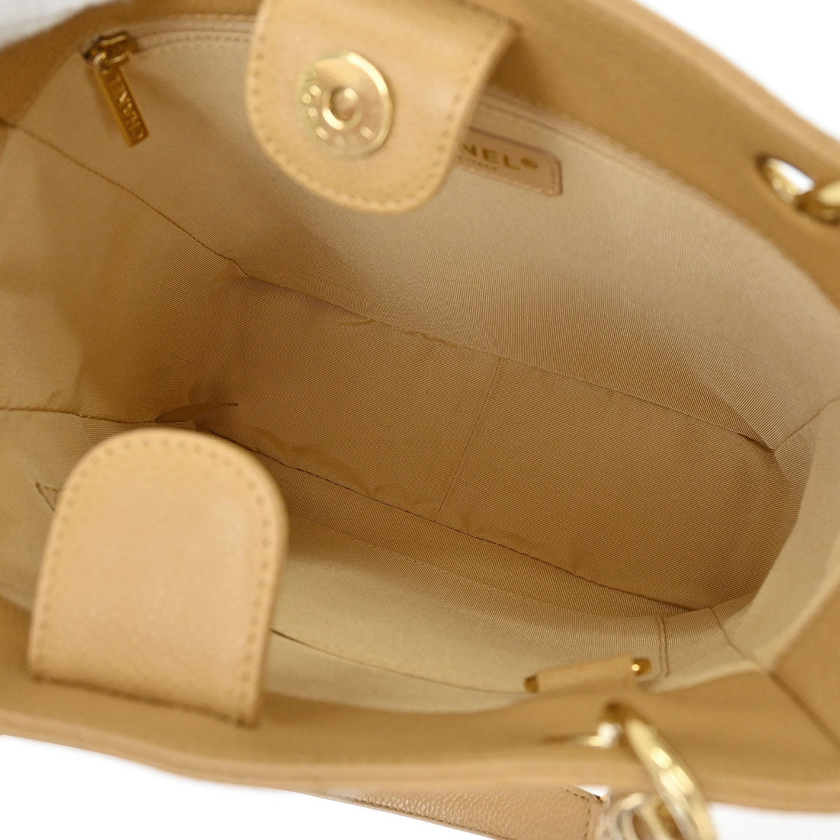 Chanel Beige Calfskin Petite Shopping Tote PST Chain Handbag