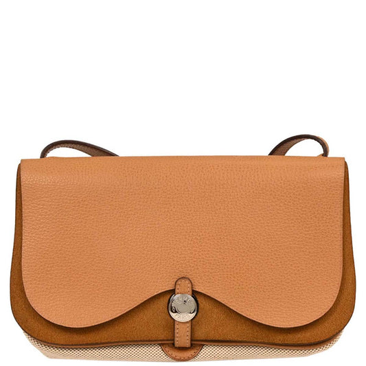 Hermes 2005 Beige Toile H Vache Liegee Sac Colorado PM Shoulder Bag