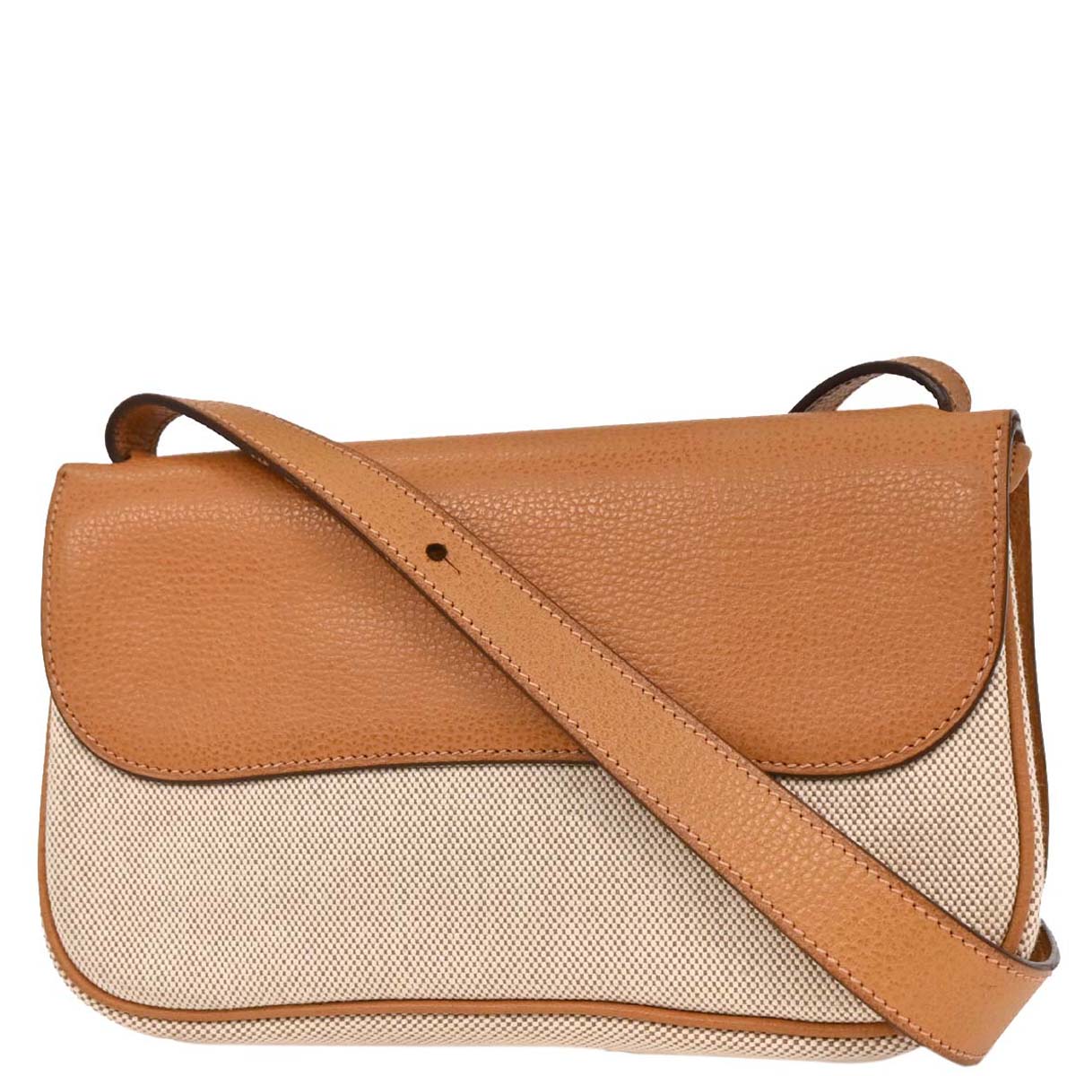 Hermes 2005 Beige Toile H Vache Liegee Sac Colorado PM Shoulder Bag