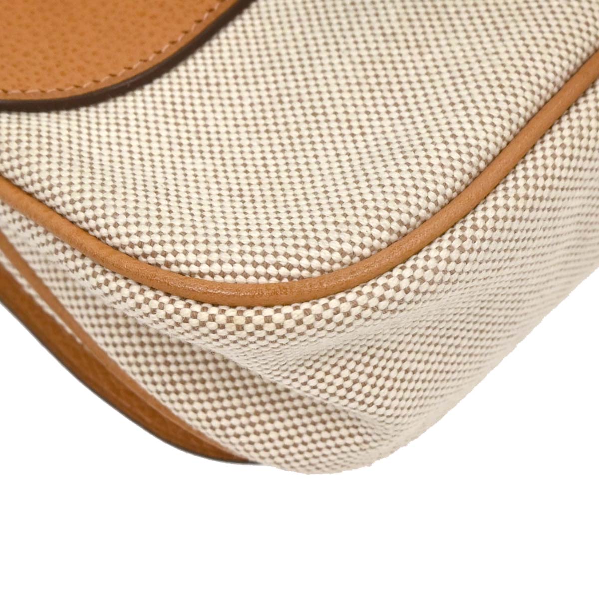 Hermes 2005 Beige Toile H Vache Liegee Sac Colorado PM Shoulder Bag
