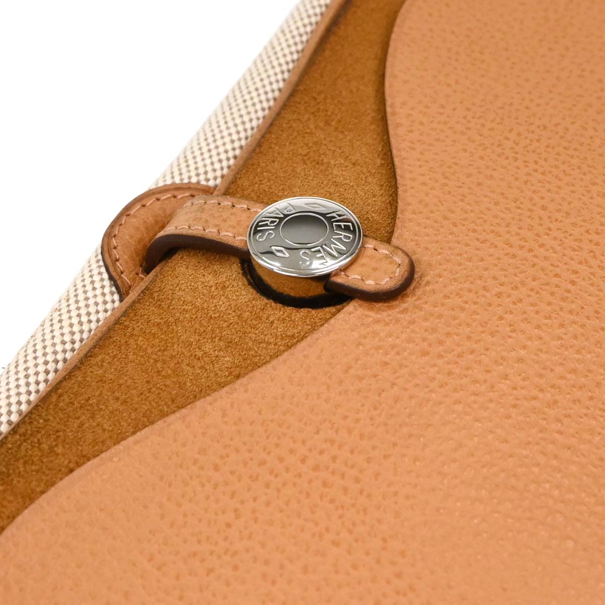 Hermes 2005 Beige Toile H Vache Liegee Sac Colorado PM Shoulder Bag