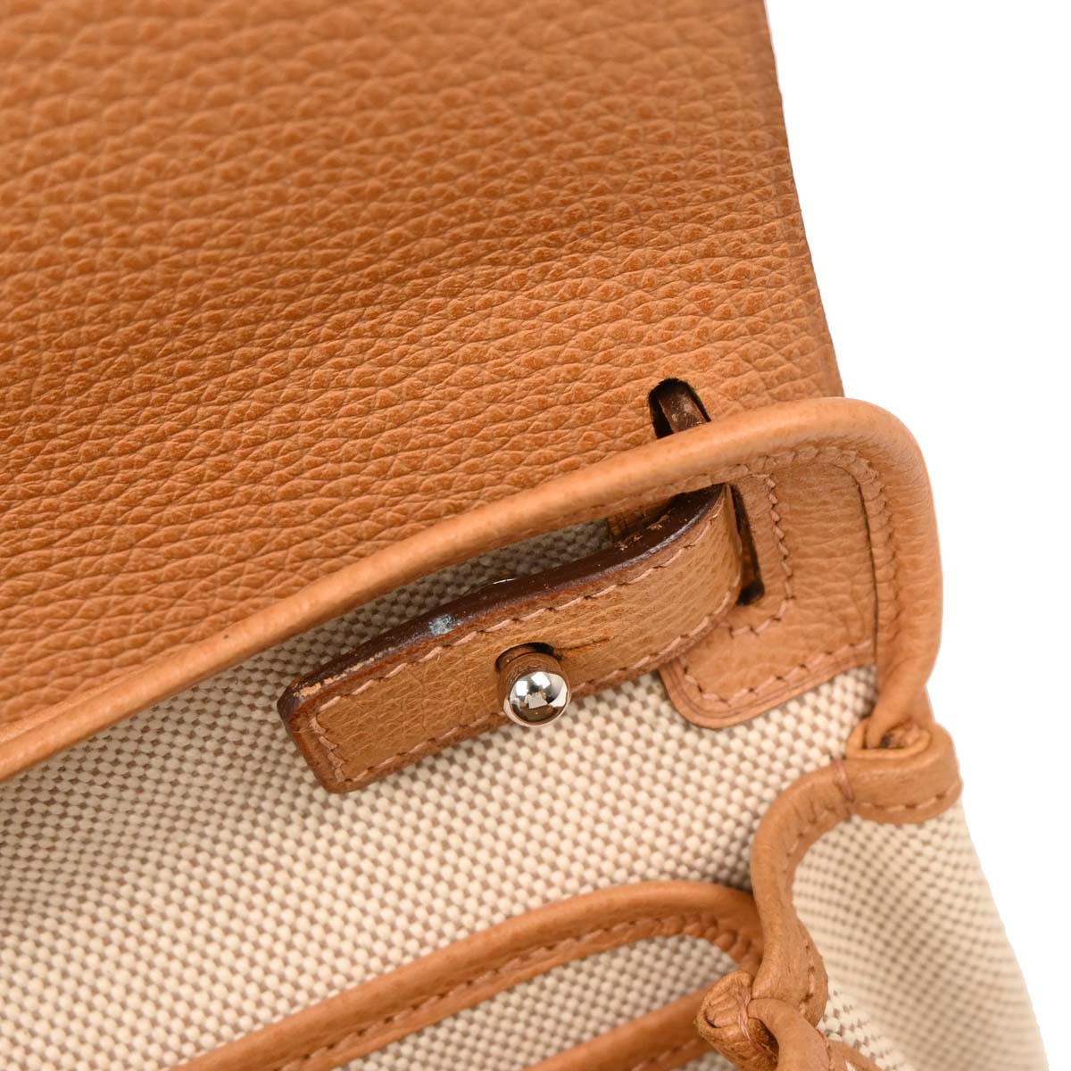 Hermes 2005 Beige Toile H Vache Liegee Sac Colorado PM Shoulder Bag