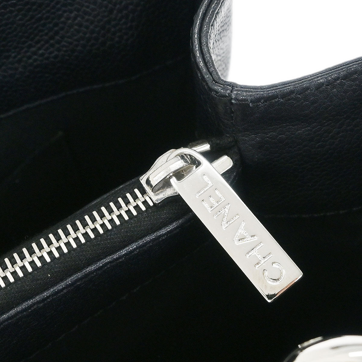 Chanel Black Calfskin Grand Shopping Tote GST Chain Handbag