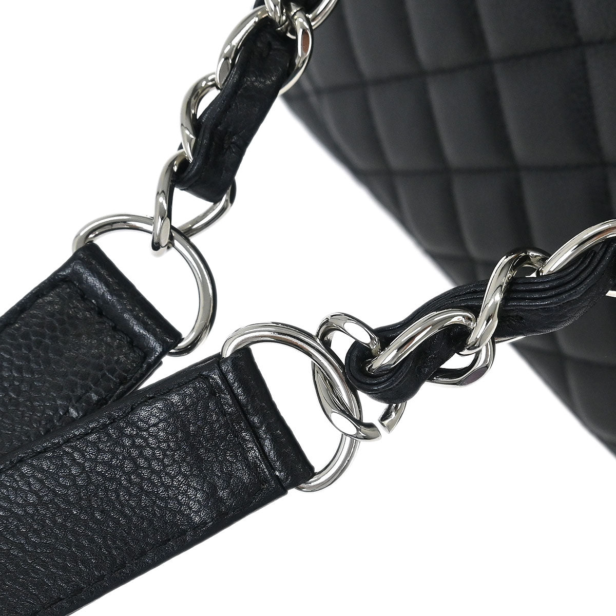 Chanel Black Calfskin Grand Shopping Tote GST Chain Handbag